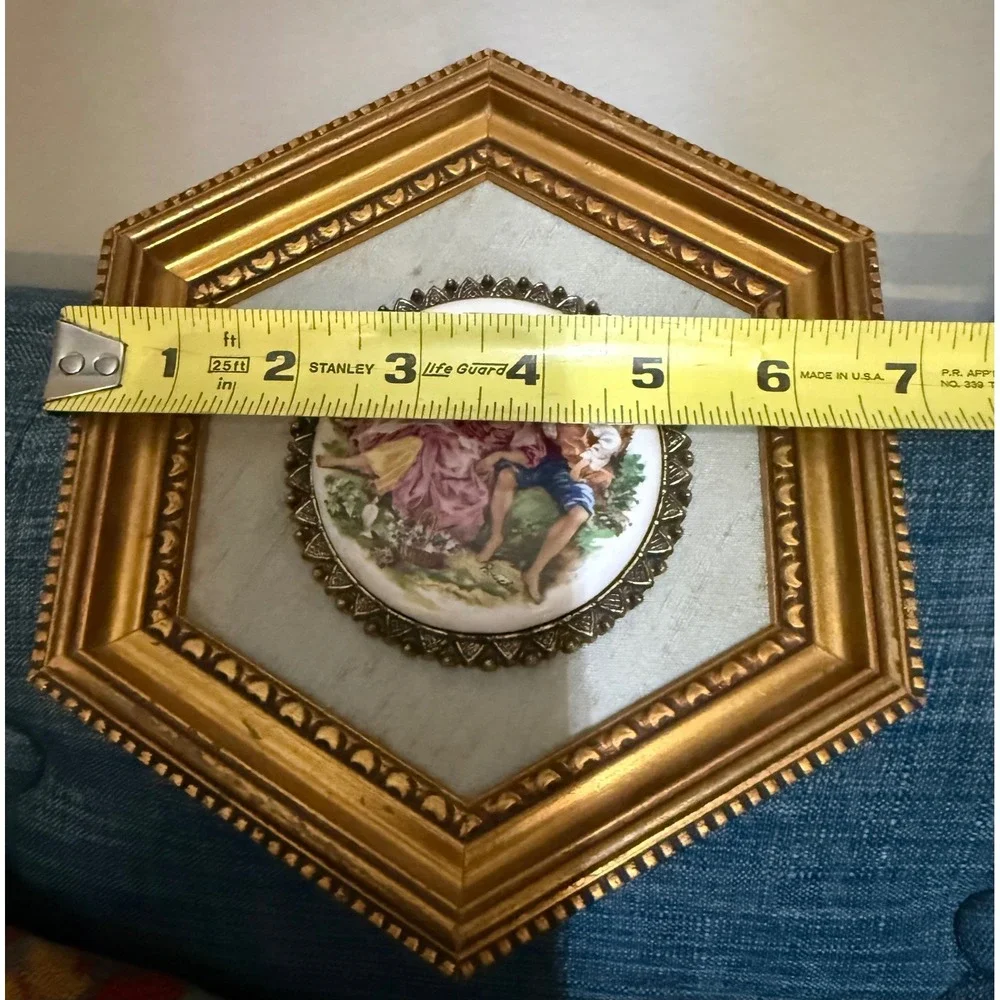 Vintage French Provincial Boucher Rococo Style Wall Hanging Porcelain Plaque